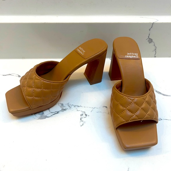 Jeffrey Campbell Shoes - JEFFREY CAMPBELL Nana Quilted Platform Mule Heel Natural Tan Size 7 NWOB
